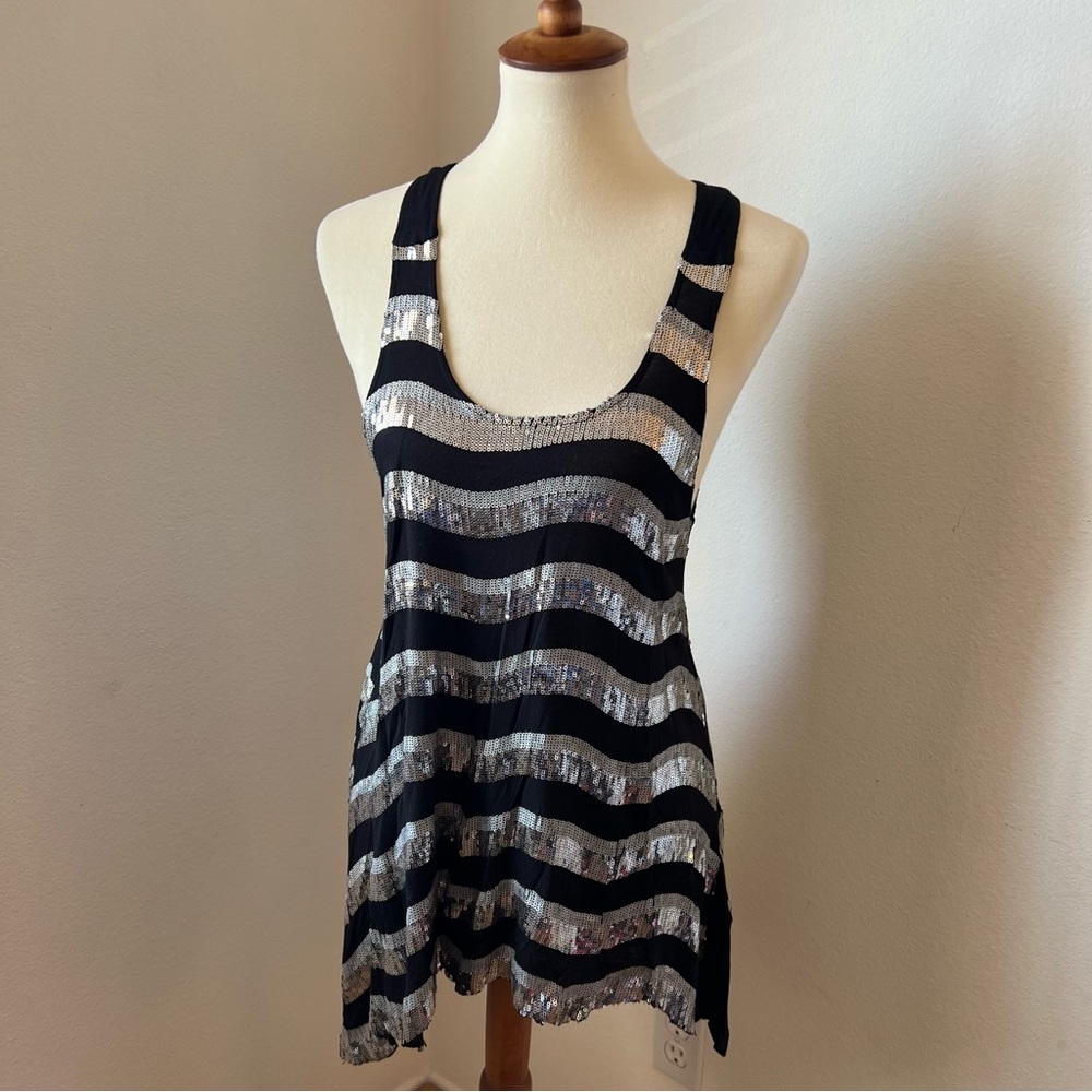 Bebe Original Long Sequin Tank
